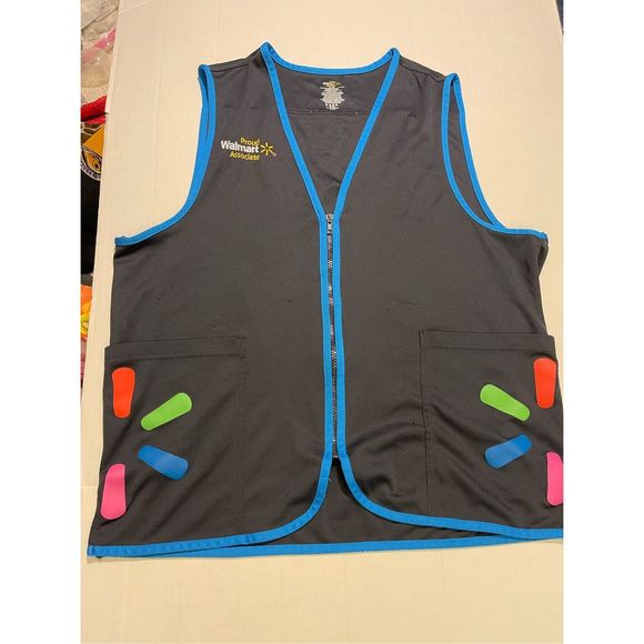 Walmart Vest Sz Large Gray Blue Work Uniform Proud Associate Zip Logo - Picture 2 of 10
